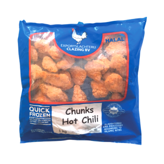 Exportslachterij Clazing Halal Hot Chili Chunks 1KG