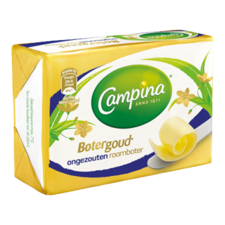 Campina Botergoud Ongezouten Roomboter 250G